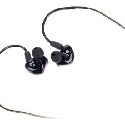 Fones de ouvido intra-auriculares pretos com texto HP 229