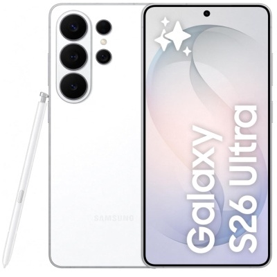 Samsung Galaxy S22 Ultra branco com quatro câmaras e caneta