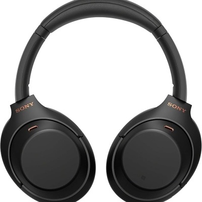 Ausculadores pretos sem fios com detalhes em cobre da marca SONY