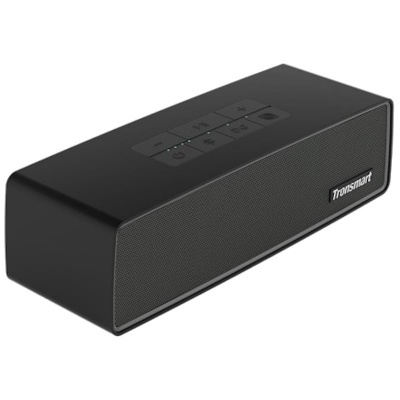 Coluna de som portátil Tronsmart preta com botões no topo