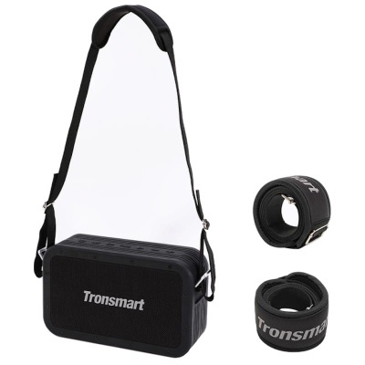 Coluna portátil preta com alça e correias Tronsmart