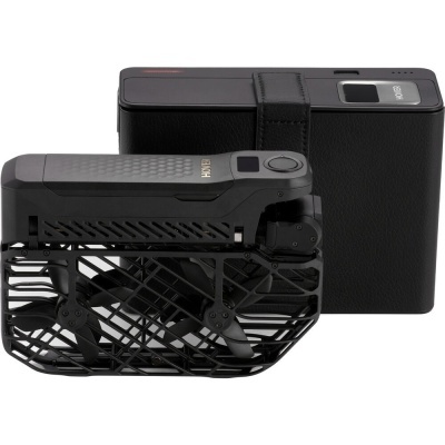 Drone compacto preto com caixa de transporte preta