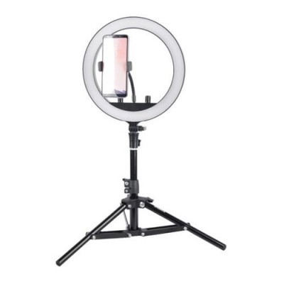 Ring light LED circular com tripé e suporte para telemóvel