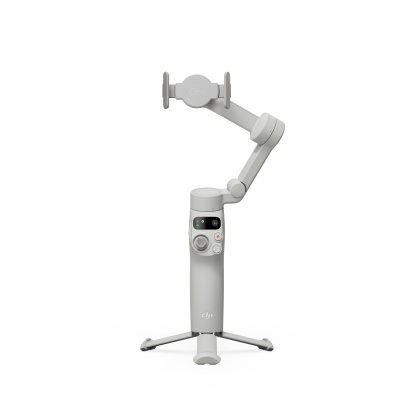 Suporte estabilizador de smartphone DJI cinzento com tripé e controlos