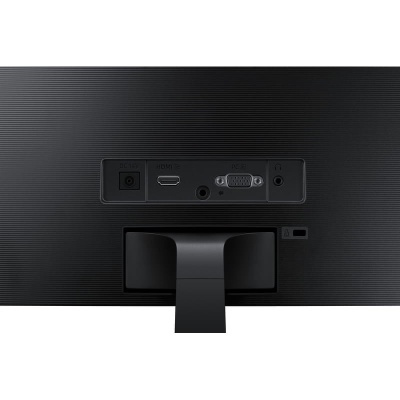 Parte traseira de ecrã de computador preto com várias portas