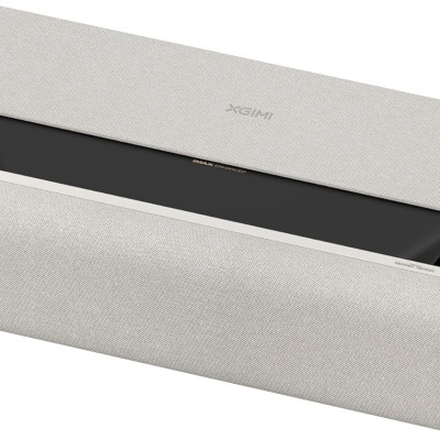 Coluna de som portátil cinza claro com topo preto