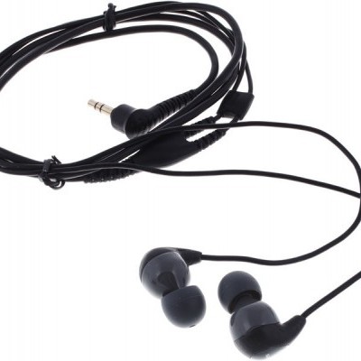 Auscultadores intra-auriculares pretos com cabo e conector jack 3,5 mm