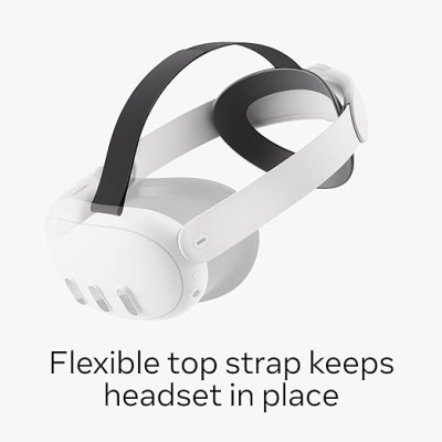 Headset branco com alças flexíveis em preto e branco sobre fundo branco