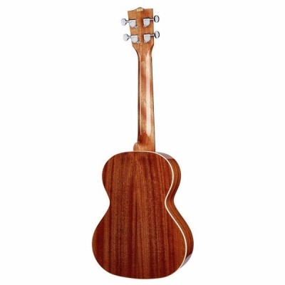 Guitarra acústica de madeira castanha vista por trás