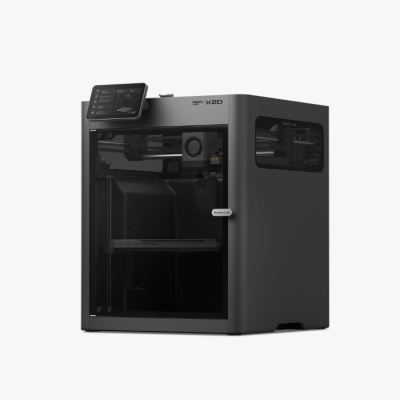 Impressora 3D preta Daewu Lab X2D com visor touchscreen e janela transparente lateral