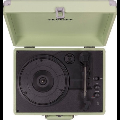 Girador de discos vinil portátil verde pastel com interior preto CROSSLEY