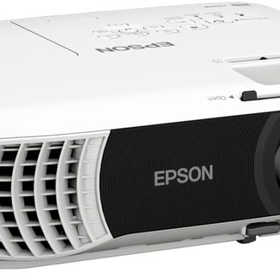 Projetor branco Epson com lente e grelha de ventilação frontal