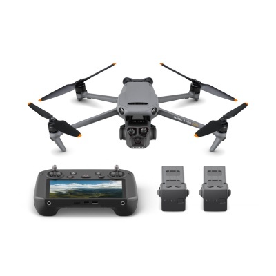 Drone DJI Mavic 3 cinzento, comando com ecrã e duas baterias