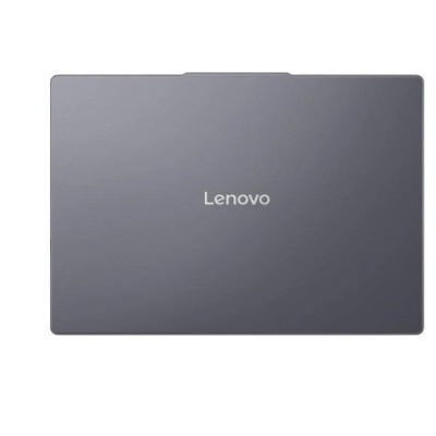 Computador portátil Lenovo cinzento escuro visto de cima com tampa fechada.