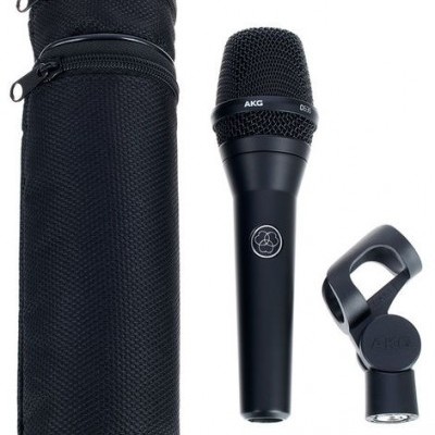 Microfone AKG D5 preto com suporte e estojo preto