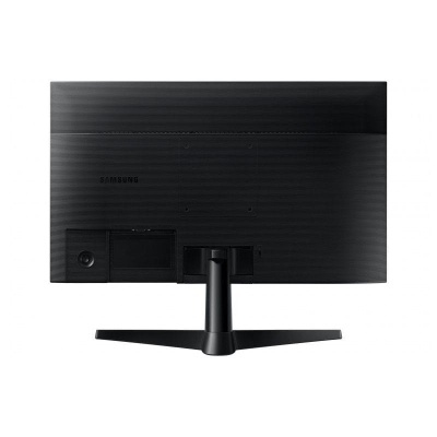 Monitor Samsung preto visto de trás com suporte em V