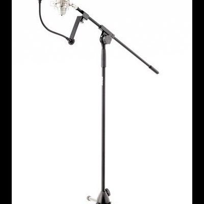 Microfone condensador com suporte e pop filter