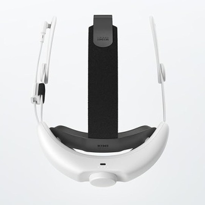 Óculos de realidade virtual branco com correia preta e acolchoamento