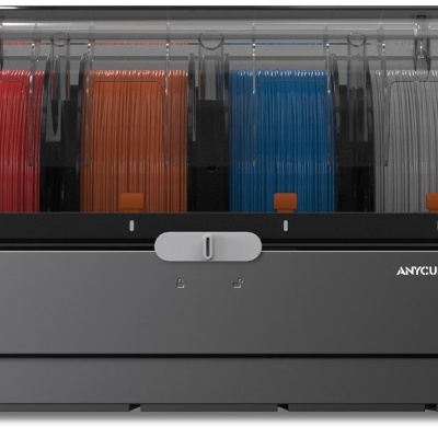 Dispositivo de armazenamento para filamentos de impressão 3D com quatro rolos coloridos
