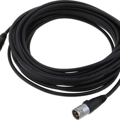 Cabo XLR preto com conectores metálicos de 3 pinos