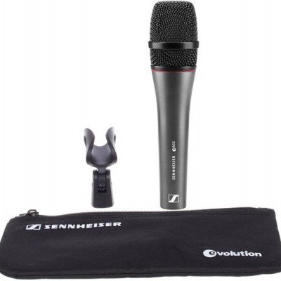 Microfone Sennheiser com suporte e estojo preto