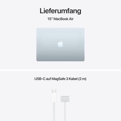 MacBook Air prateado e cabo USB-C para MagSafe 3