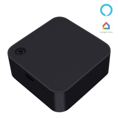 Aparelho eletrónico preto retangular com cantos arredondados