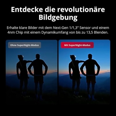 Imagem comparativa de silhuetas ao pôr do sol com texto em alemão