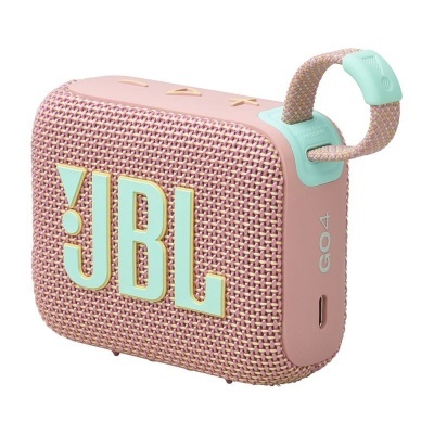 Coluna portátil JBL GO 4 rosa com detalhes verdes