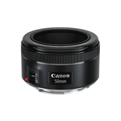Objetiva Canon 50mm preta com interruptor AF MF