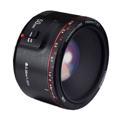 Objetiva fotográfica Yongnuo Lens YN50mm F1.8 II preta com anel vermelho
