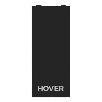 Papelão preto com a palavra HOVER em branco na parte inferior