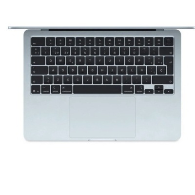 Computador portátil com teclado preto e corpo metálico prateado visto de cima