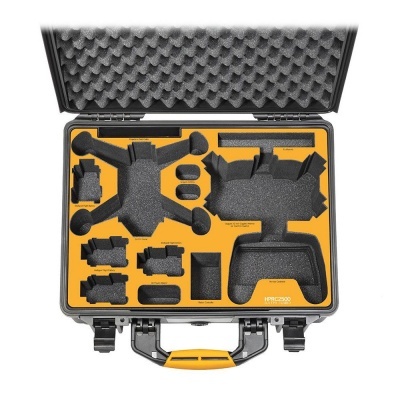 Mala preta com interior amarelo para acessórios de drone