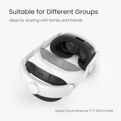 Visor de realidade virtual branco e preto ajustável para várias circunferências de cabeça