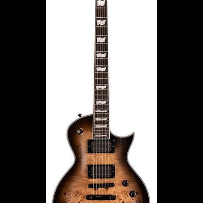 Guitarra elétrica LTD cor de madeira com detalhes em preto