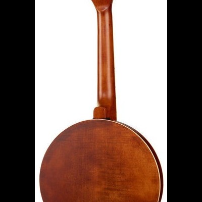 banjo castanho escuro visto da parte traseira