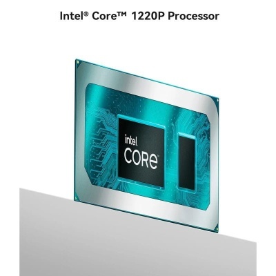 Processador Intel Core 1220P azul e cinza com texto intel CORE