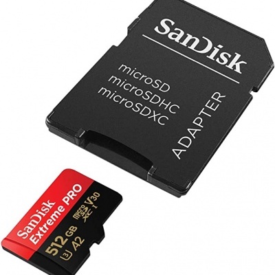 Cartão de memória SanDisk Extreme PRO 512 GB com adaptador preto