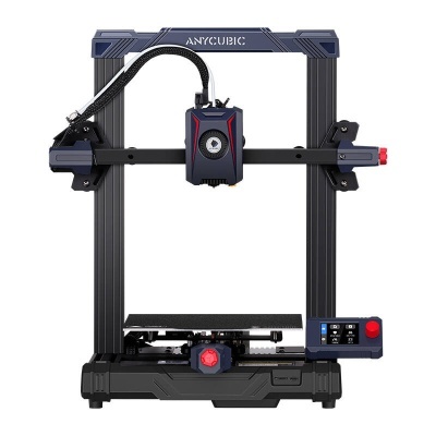 Impressora 3D Anycubic preto e azul com painel digital