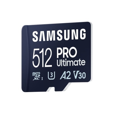Cartão microSD Samsung PRO Ultimate 512 GB preto com texto branco