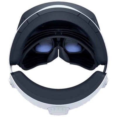 Óculos de realidade virtual preto e branco com lentes