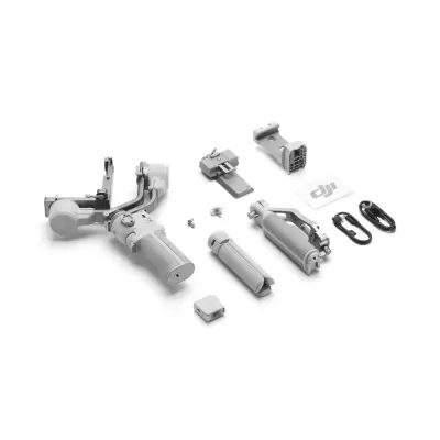 Peças de estabilizador DJI cinza claro sobre fundo branco