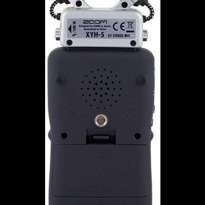 Gravador portátil preto com microfone estéreo XYH-5 da Zoom na parte superior