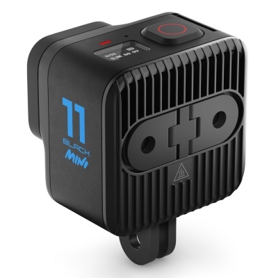 Dispositivo eletrônico compacto preto com botões e grelha frontal com logo