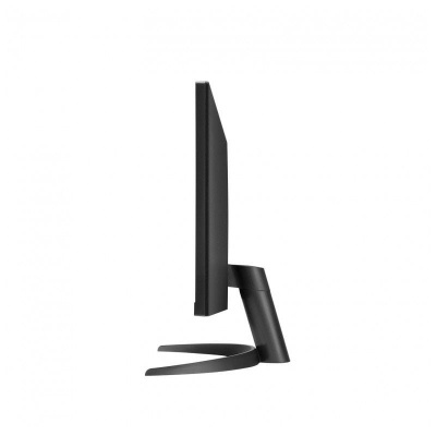 Monitor preto visto de perfil com base em U invertido