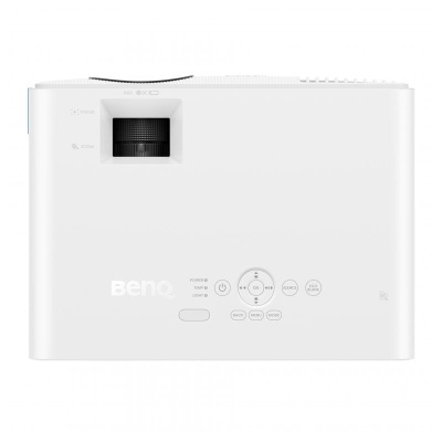 Projetor branco BenQ com botões de controlo e lente visível