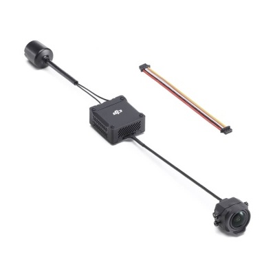 Sistema de câmera FPV DJI com caixa preta e cabo colorido