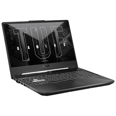 Portátil ASUS TUF GAMING preto mate com teclado iluminado e ecrã ligado
