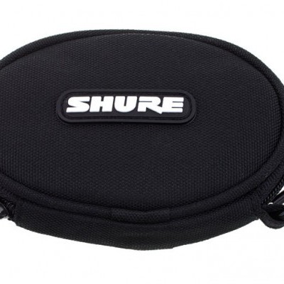 Estojo pequeno oval preto com logótipo SHURE